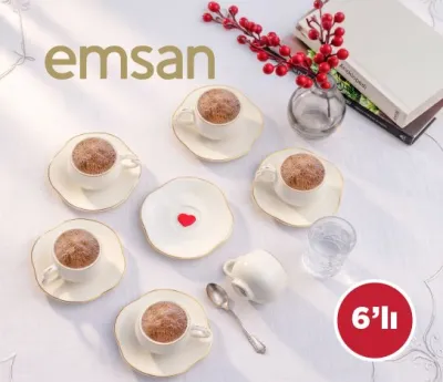 KALPTEN KALBE PORSELEN KAHVE FİNCAN TAKIMI ~90 ml