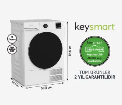 9 KG ÇAMAŞIR KURUTMA MAKİNESİ KEY 90 KM