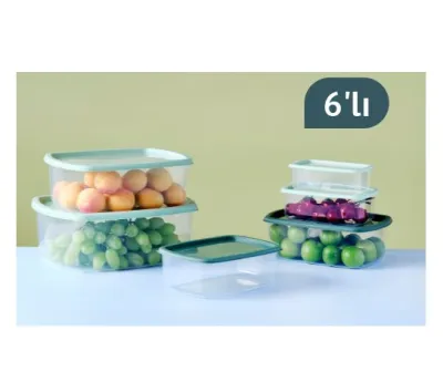 Saklama Kabı Seti ~ 0,25 L, ~ 0,50 L, ~ 0,75 L, ~ 1,2 L, ~ 2 L, ~ 3 L