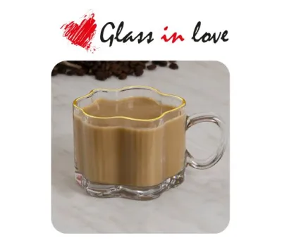 Altın Rimli Cam Kupa  ~275 ml