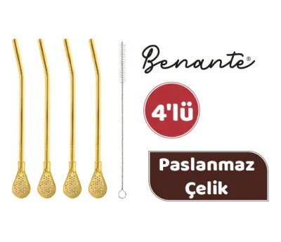 Gold Süzgeçli Çelik Pipet ~18 cm