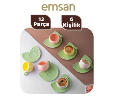 İstanbul Porselen Lale Model Kahve Fincan Takımı ~90 cc