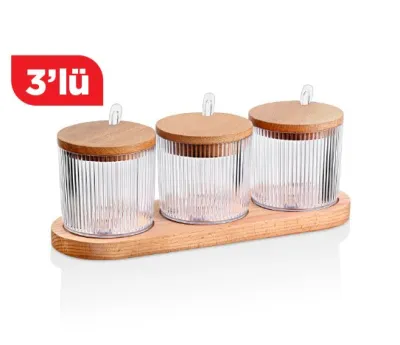 Çizgili Kaşıklı Baharatlık Seti