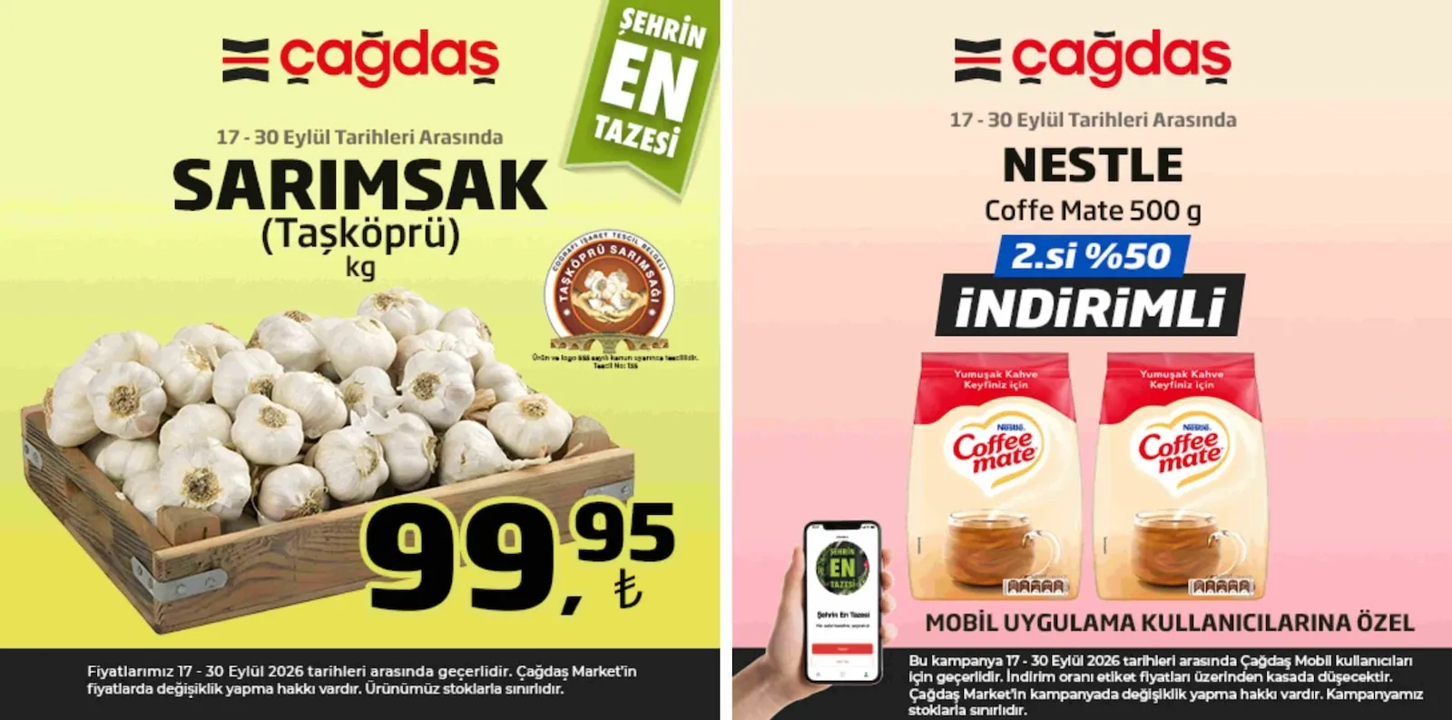 Çağdaş Market broşürü sayfa 1