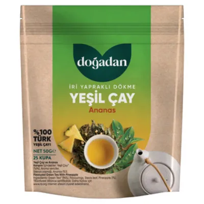 Doğadan İri Yapraklı Dökme Yeşil Çay Ananaslı 50 G