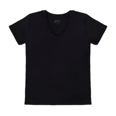 Brix Kadın Viskon V Yaka Tshirt Siyah S 