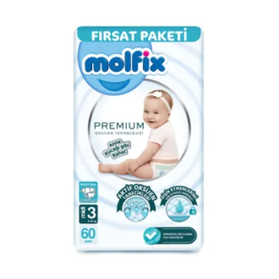 Molfix Premium Paket 3 Beden Midi 4-9 Kg 60'lı