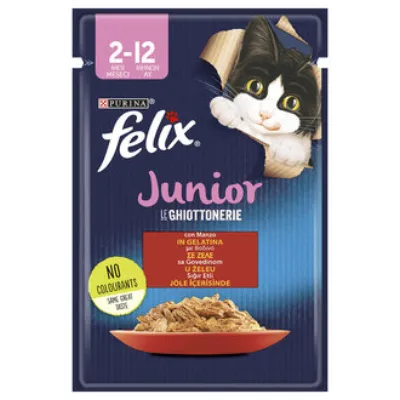 Felix Junior Sığır Etli Yaş Yavru Kedi Maması Pouch 85 G