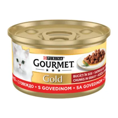 Gourmet Gold Parça Etli Soslu Sığır Etli Kedi Maması 85 G