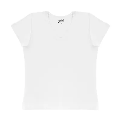 Brix Kadın Viskon V Yaka Tshirt Beyaz S 