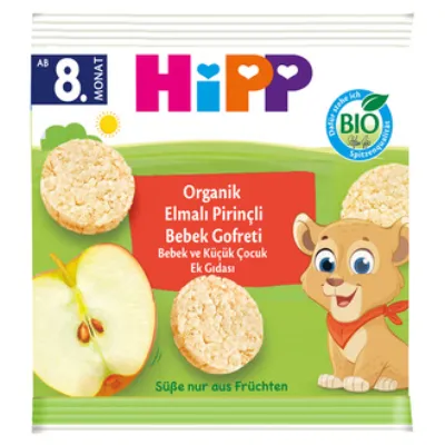 Hipp Organik Elmalı Pirinçli Bebek Gofreti 30 G