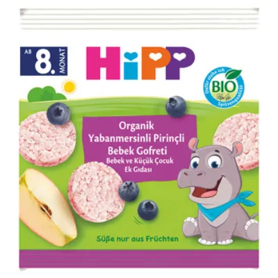 Hipp Organik Pirinçli Yaban Mersinli Bebek Gofreti 30 G