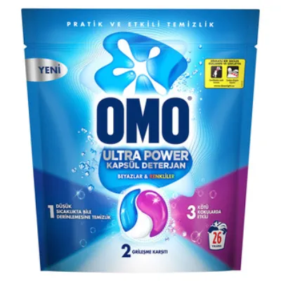 Omo Ultra Power Kapsül Deterjan 26 Kapsül 338 G