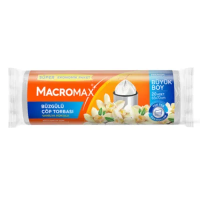 Macromax Büzgülü Büyük Çöp Torbası Vanilyalı 20'li