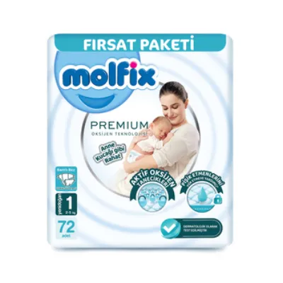 Molfix Premium Paket 1 Beden Yenidoğan 2-5 Kg 72'li