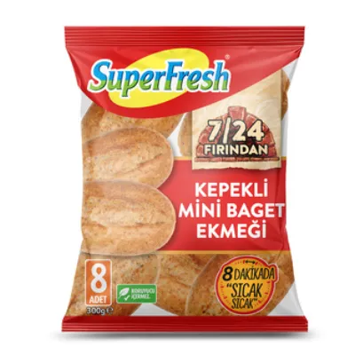SuperFresh 7/24 Fırından Kepekli Mini Baget Ekmeği 300 G