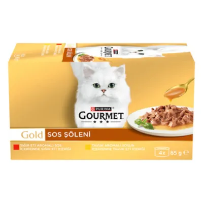Purina Gourmet Gold Sos Şölen Sığır Etli Tavuklu 4 x 85 G