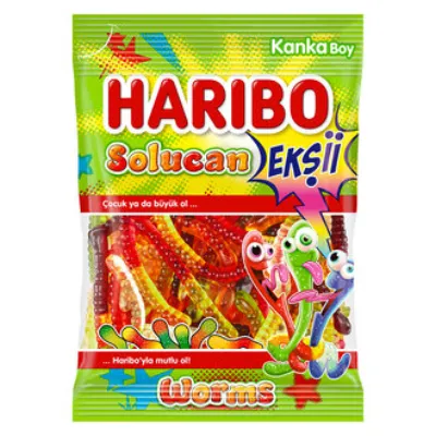 Haribo Ekşili Solucan Karışık Yumuşak Şekerleme 70 G