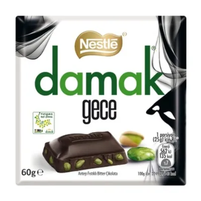 Nestle Damak Gece Antep Fıstıklı Bitter Çikolata 60 G