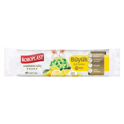 Koroplast Limon 3 Katlı  Büzgülü Büyük Boy Çöp Torbası 10'lu