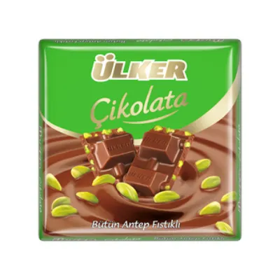 Ülker Bütün Antep Fıstıklı Sütlü Kare Çikolata 65 G